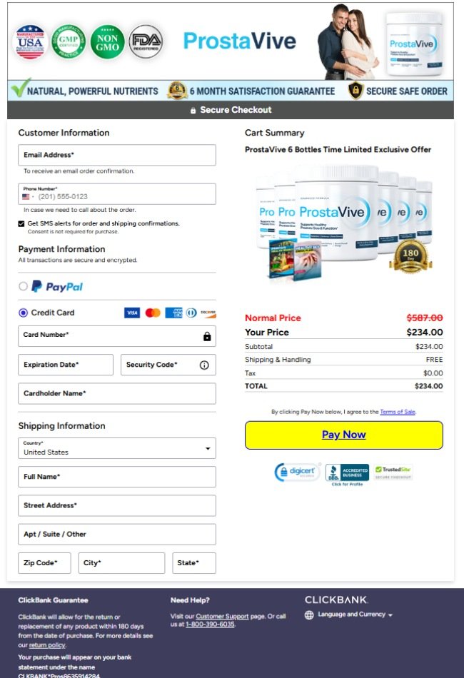 ProstaVive Official Website Secure Order Page